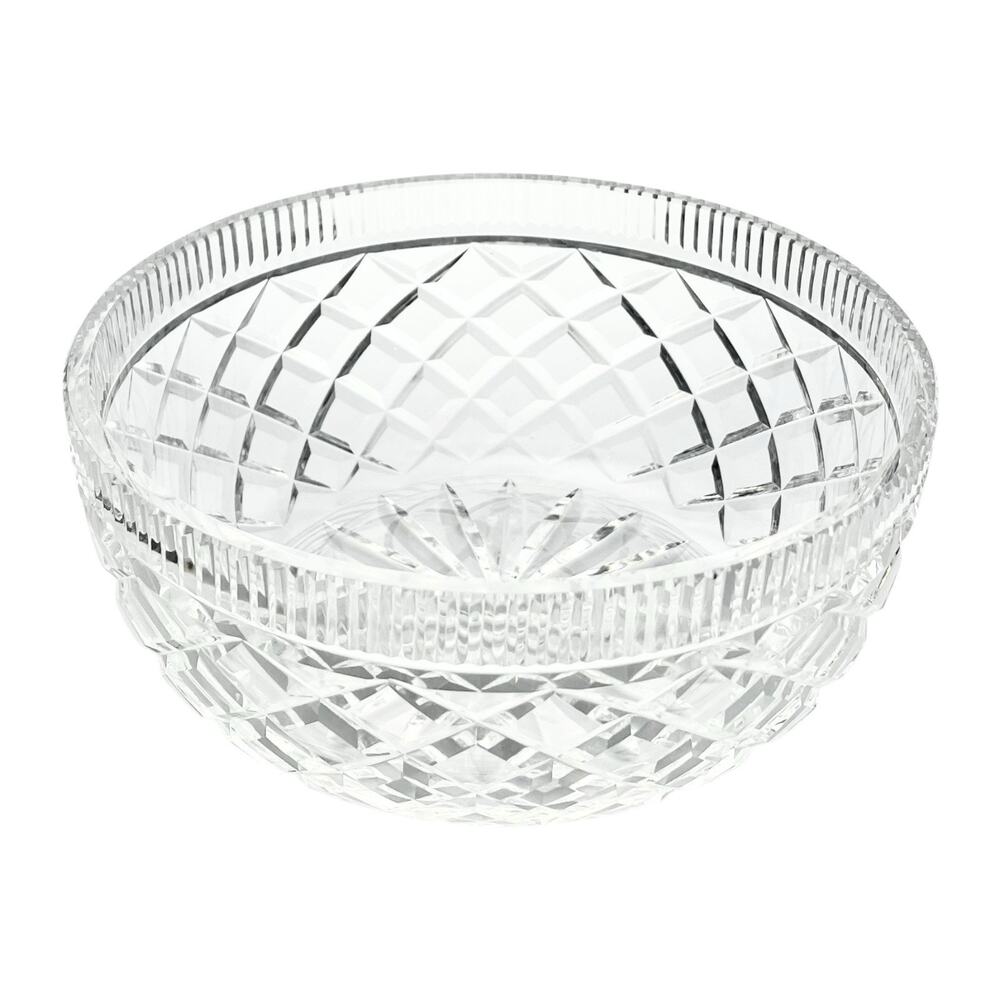 1960s Vintage English Cut Crystal Serving Decorative Bowl 8”